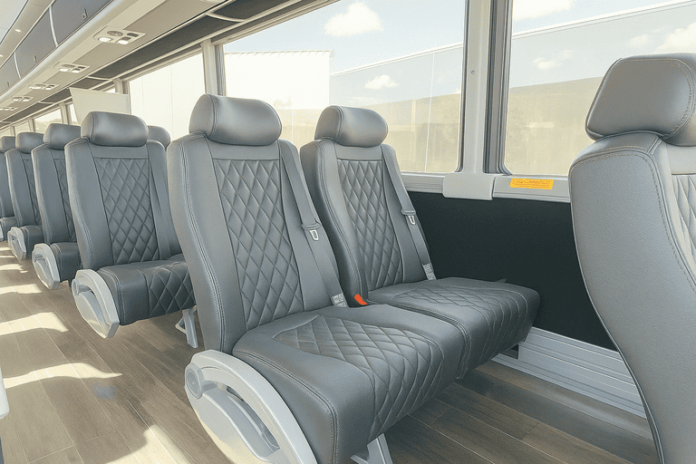 interior of Irvine Shuttle Bus Rentals charter bus